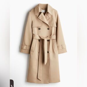 Classic Tan Double-Breasted Women's Trench Coat H&M XS light weight old money